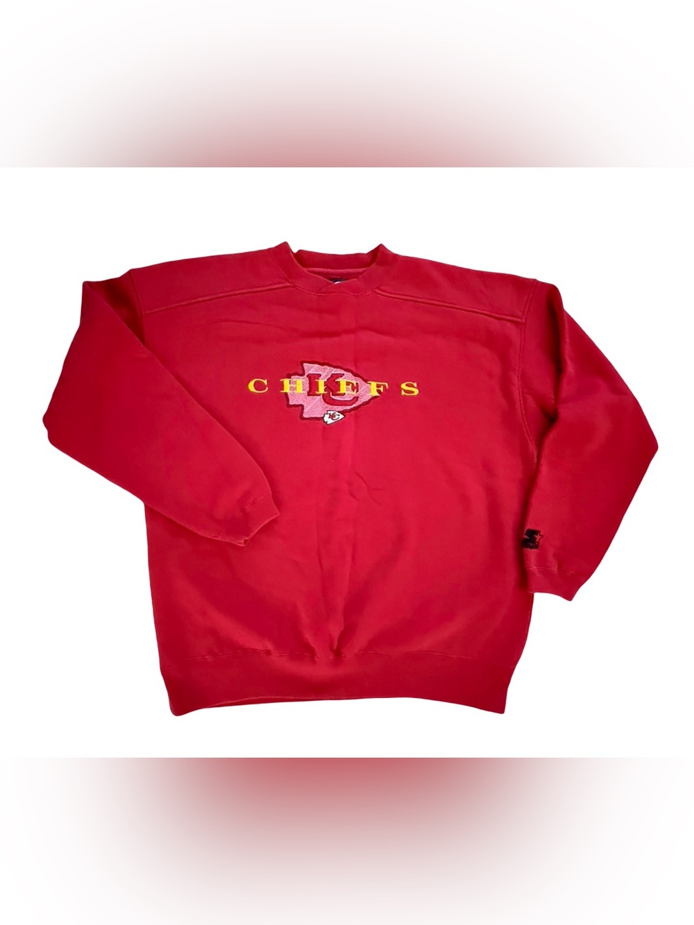Vintage Starter Kansas City Chiefs Crewneck Sweatshirt Red NFL Embroidered XL